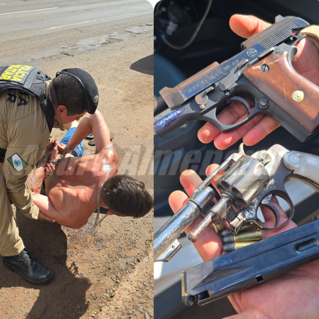 Polícia Militar apreende duas armas durante abordagem a veículo na Avenida Colombo, em Maringá